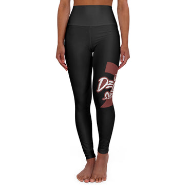 Just Deliver Success Light Blue High Waisted Yoga Leggings on a model, perfect for workouts and daily wear.