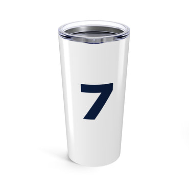 JDS 20oz Tumbler - Stylish & Durable Drinkware featuring a large number 7 on a sleek white design.