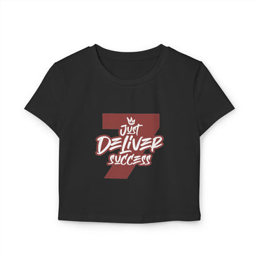 Just Deliver Success Women's Baby Tee That City 7 Collection in black featuring bold graphic design.