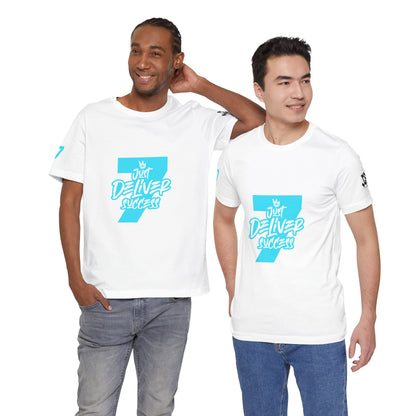 Just Deliver Success Light Blue That City 7 Summer Collection t-shirts featuring two models, showcasing comfort and style.