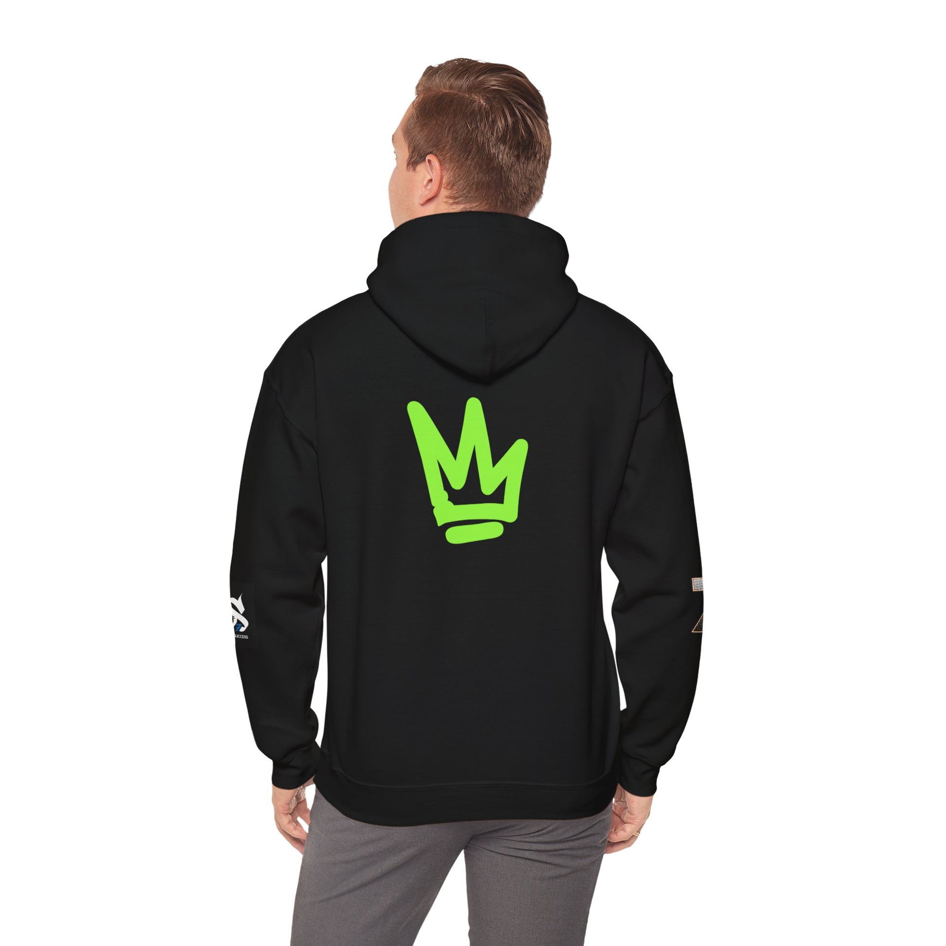 Unisex Hoodie - Just Deliver Success Da Desert Collection featuring a striking green crown logo on the back.
