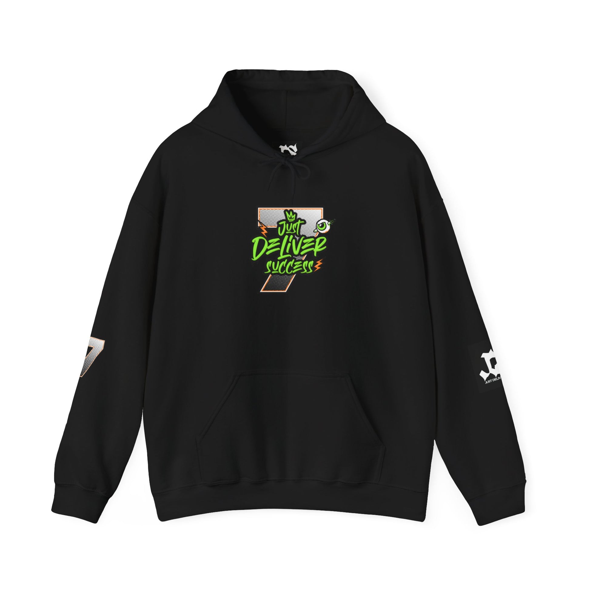 Unisex Hoodie - Just Deliver Success Da Desert Collection featuring a black design with vibrant lettering.