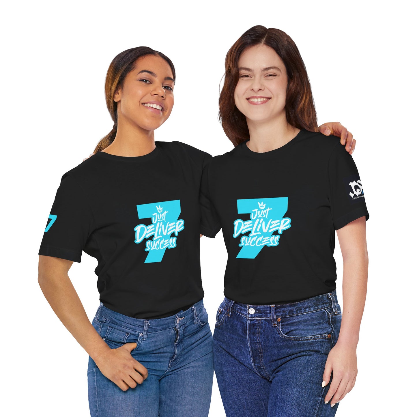 Just Deliver Success Light Blue That City 7 Summer Collection t-shirts displayed on models in black color.
