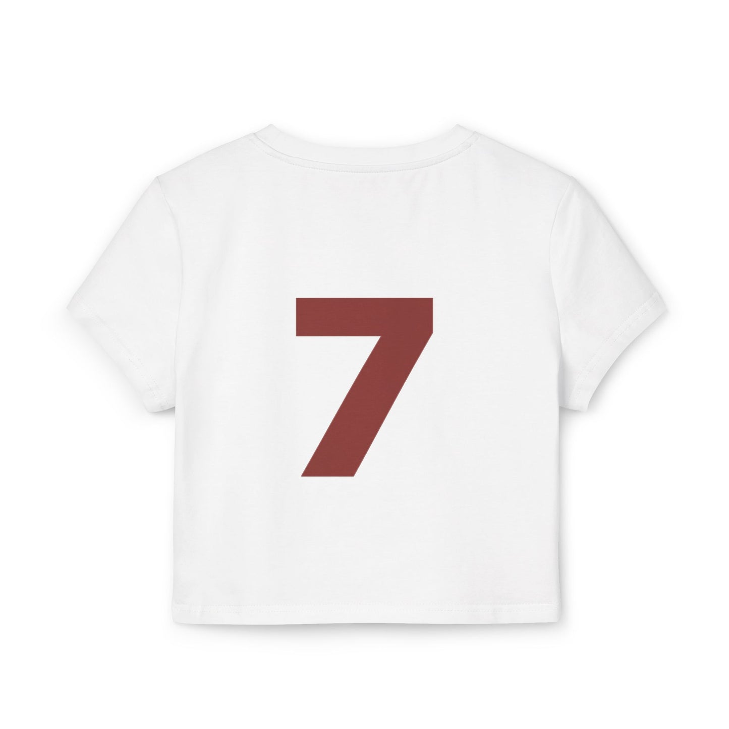 Just Deliver Success Women's Baby Tee That City 7 Collection back view featuring a large number 7.