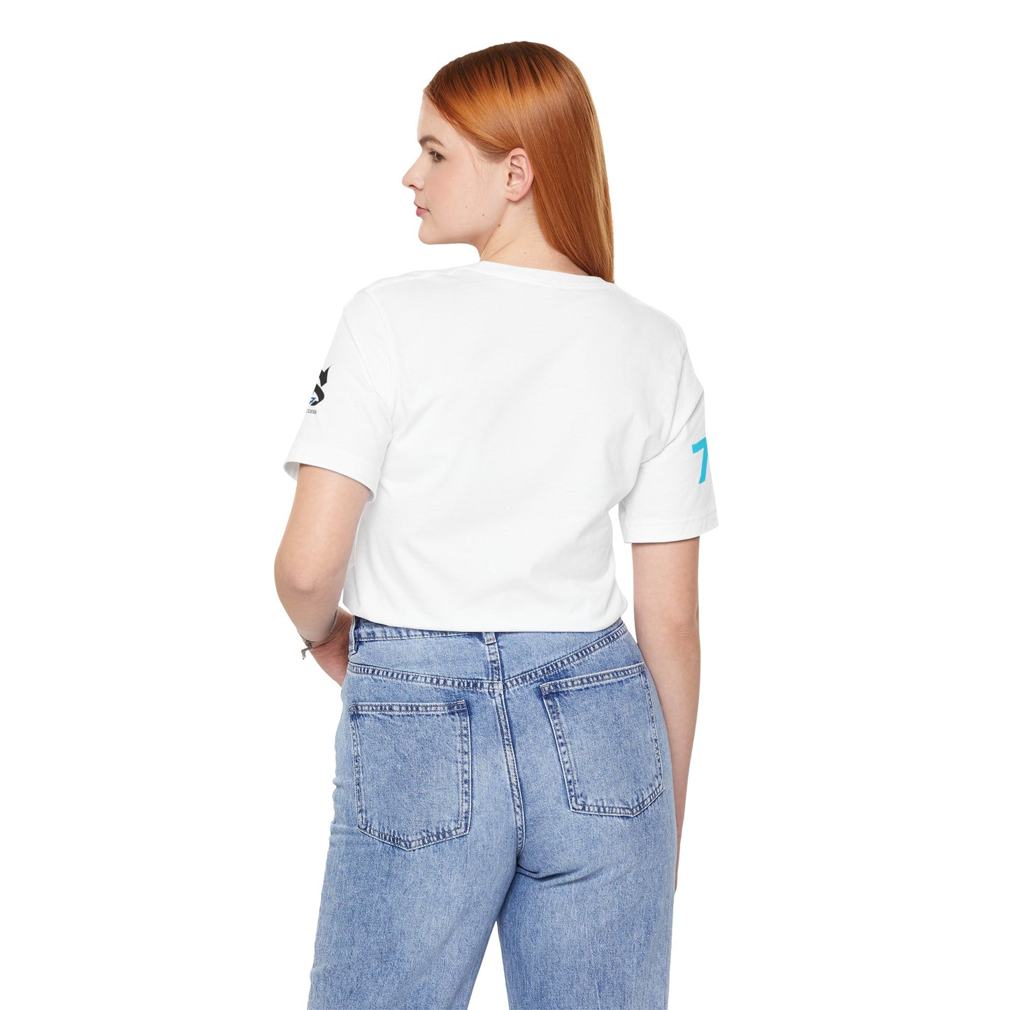Just Deliver Success Light Blue That City 7 Summer Collection t-shirt back view with model wearing it.