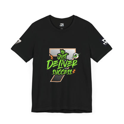 Just Deliver Success Da Desert That City 7 Summer Collection graphic t-shirt in black with vibrant design.