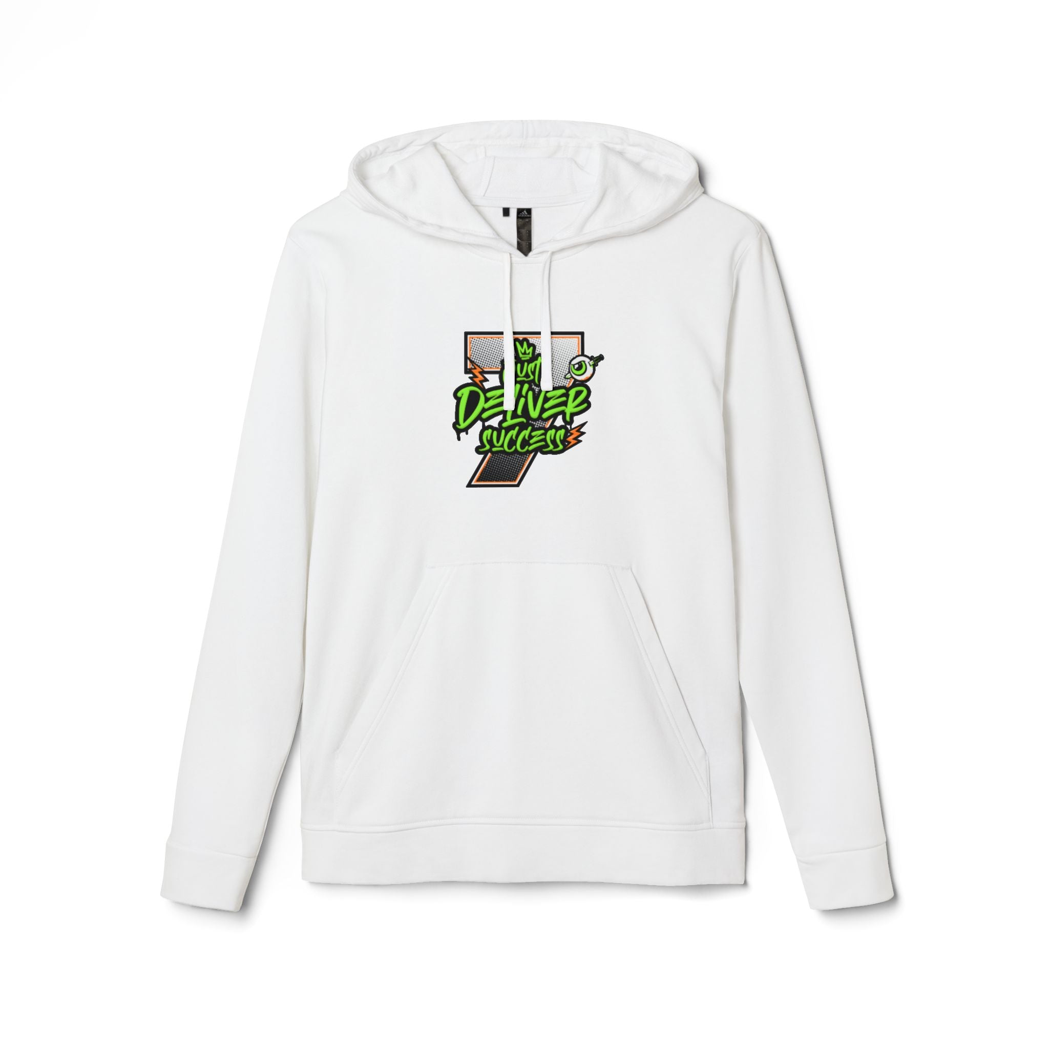 Just Deliver Success That City 7 Sports Fleece Hoodie in white with graphic design on front