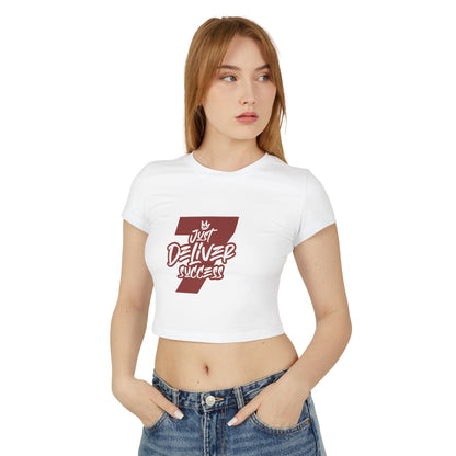 Just Deliver Success Women's Baby Tee That City 7 Collection white crop top with graphic design.