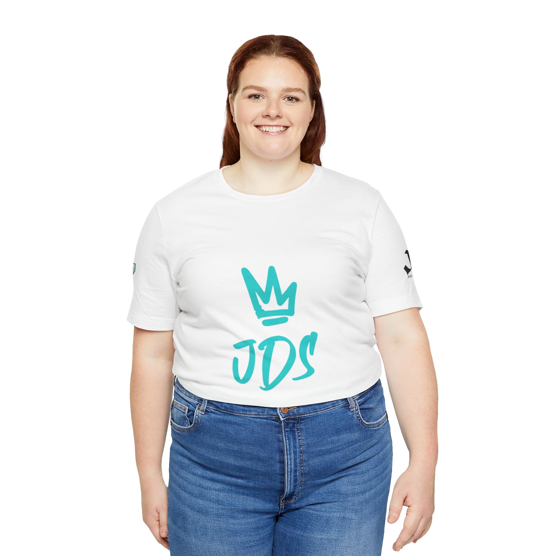 Just Deliver Success Blue Combo That City 7 Summer Collection white t-shirt model wearing with JDS logo.