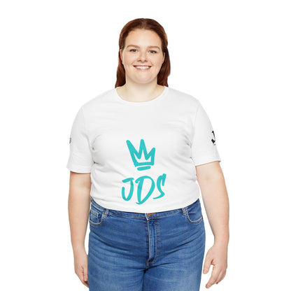 Just Deliver Success Blue Combo That City 7 Summer Collection white t-shirt model wearing with JDS logo.