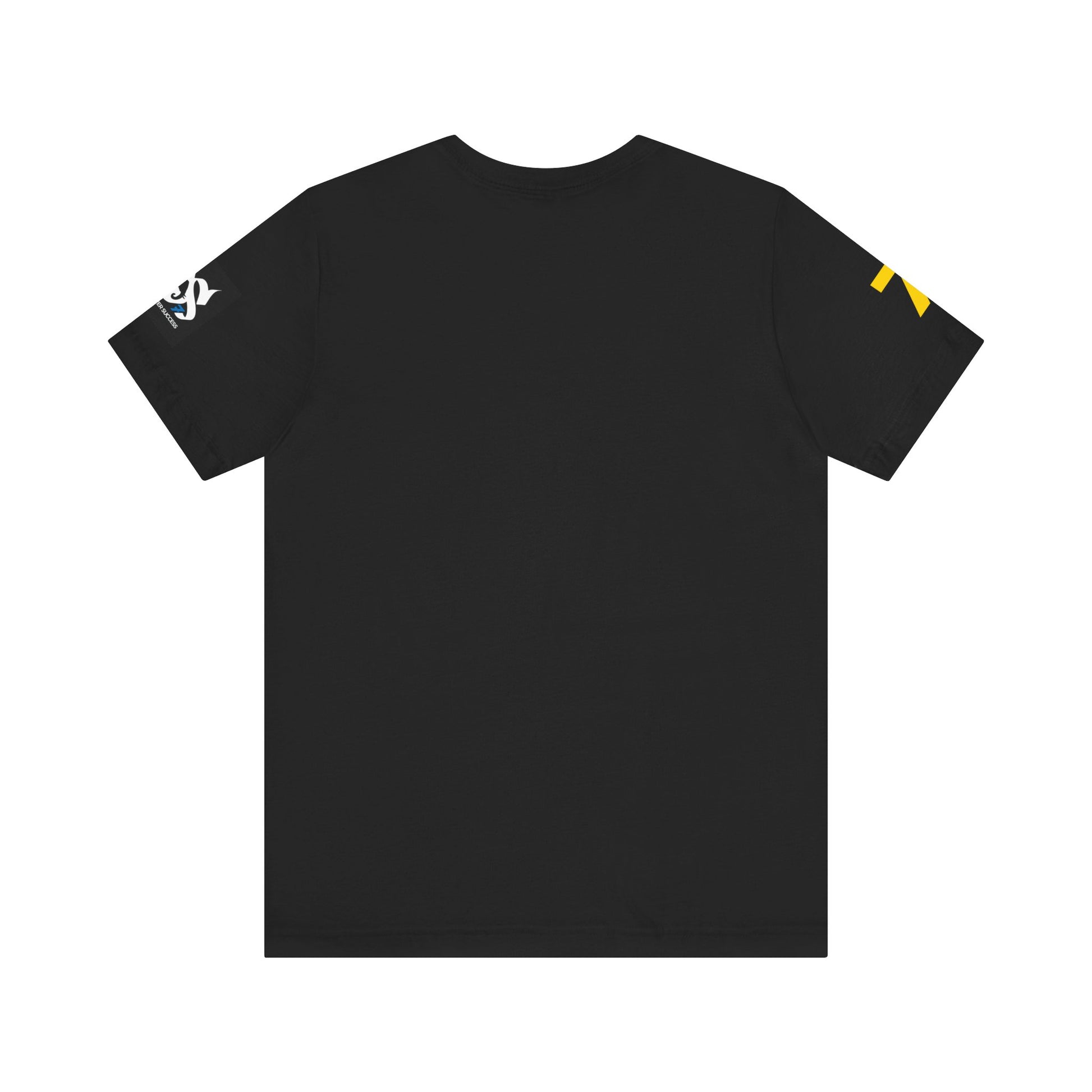 Back view of Just Deliver Success Gold That City 7 Summer Collection black tee shirt.