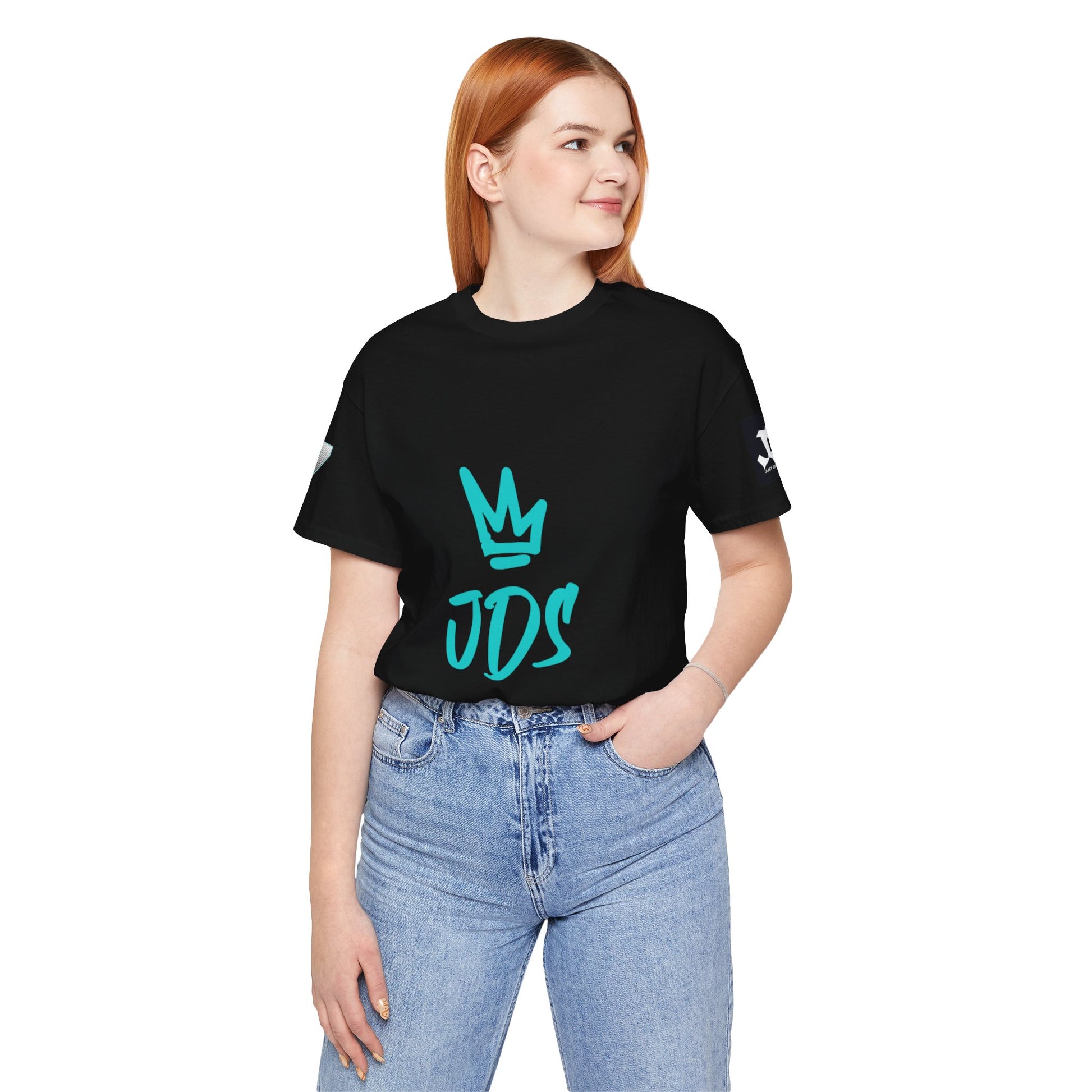 Just Deliver Success Blue Combo That City 7 Summer Collection black t-shirt model wearing.