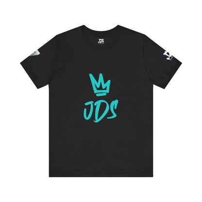 Just Deliver Success Blue Combo That City 7 Summer Collection black t-shirt with JDS logo in teal.