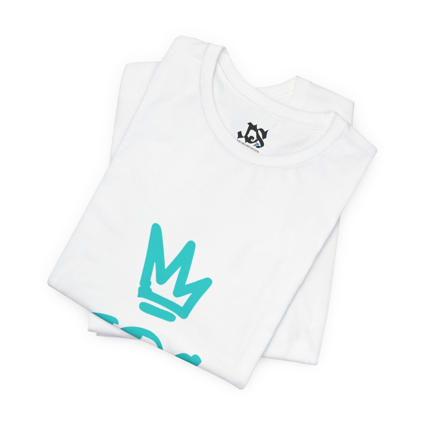 Just Deliver Success Blue Combo That City 7 Summer Collection white t-shirts stacked with turquoise crown design.