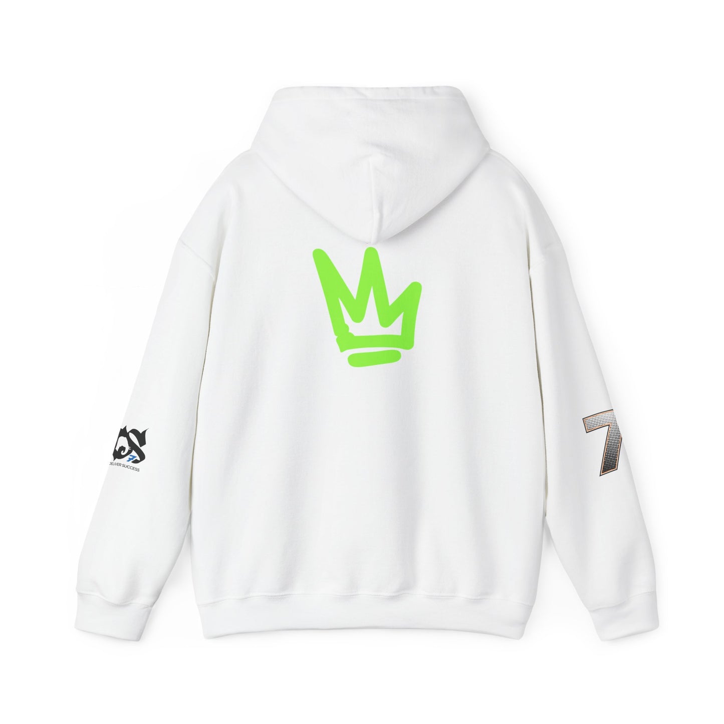 Back view of Unisex Hoodie - Just Deliver Success Da Desert Collection featuring green crown logo.