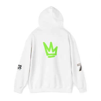 Unisex Hoodie - Just Deliver Success Da Desert Collection back view with green crown logo on white fabric