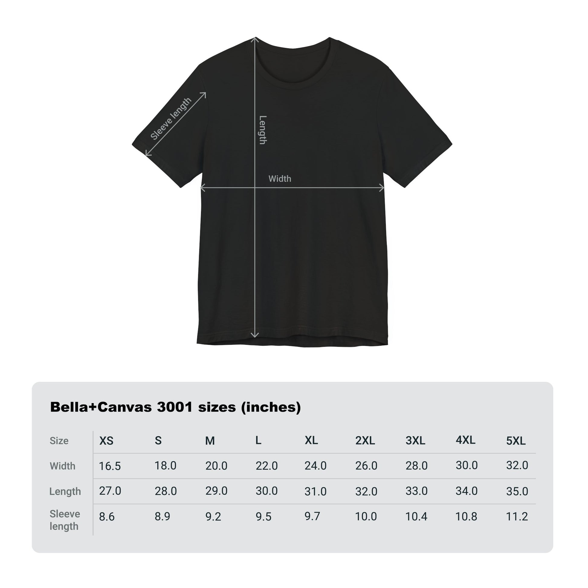 Just Deliver Success Da Desert That City 7 Summer Collection size guide for Bella+Canvas 3001 t-shirt in black