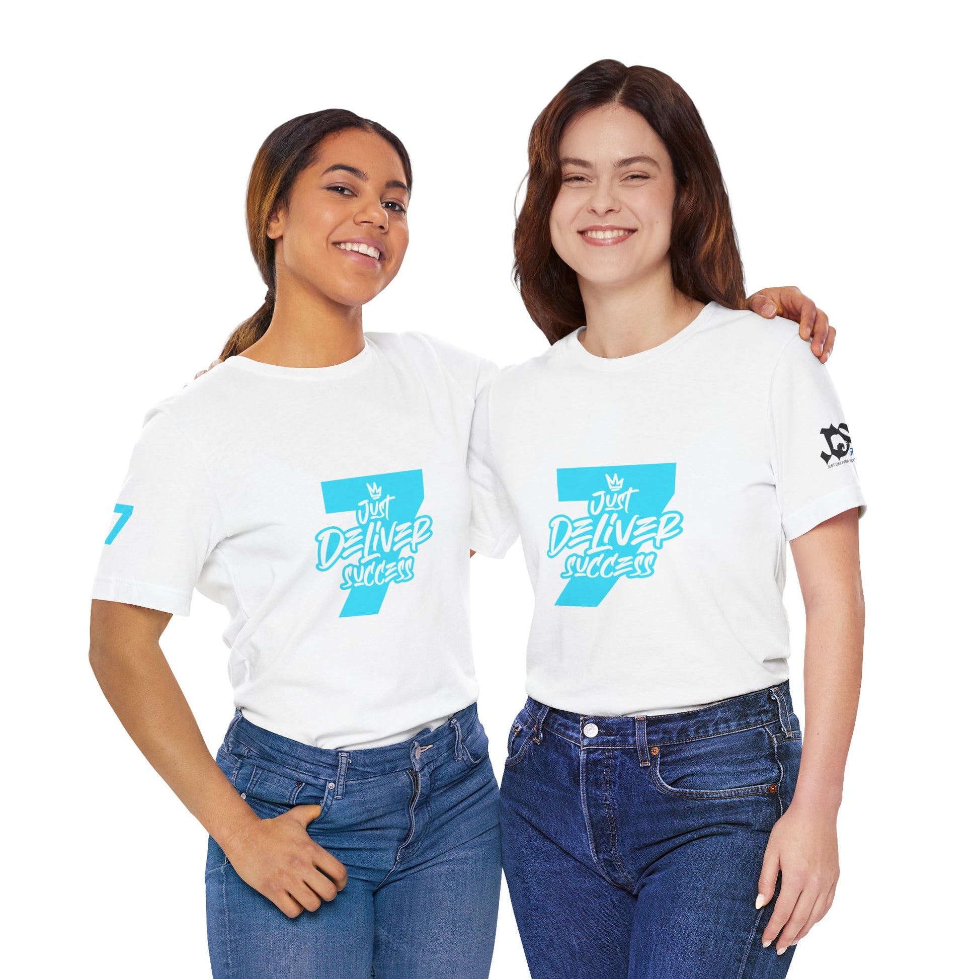 Just Deliver Success Light Blue That City 7 Summer Collection t-shirt worn by two models, showcasing a casual summer style.
