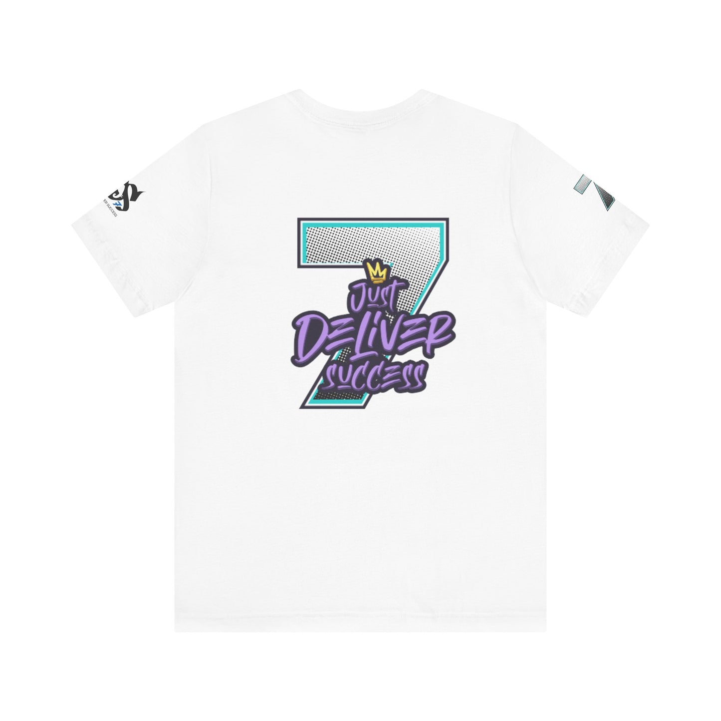 Just Deliver Success Blue Combo That City 7 Summer Collection graphic t-shirt with '7' on the back in purple lettering.