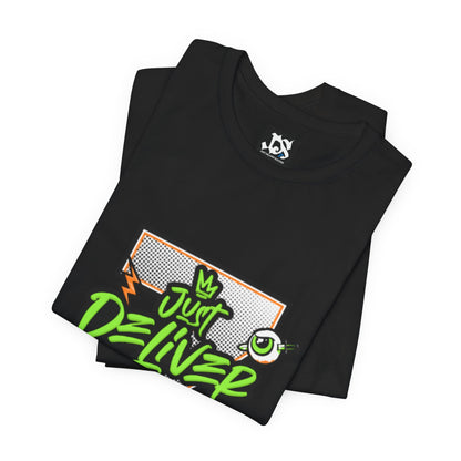 Just Deliver Success Da Desert That City 7 Summer Collection graphic t-shirt in black with vibrant green design.