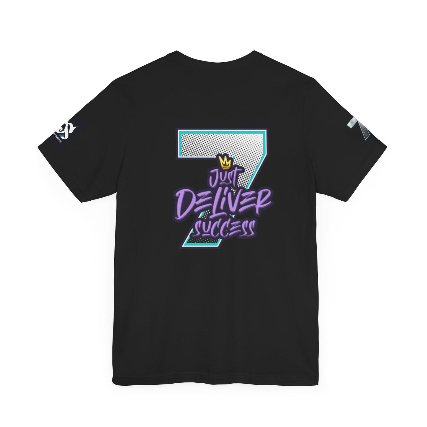Just Deliver Success Blue Combo That City 7 Summer Collection black t-shirt back view with graphic design.