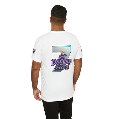 Just Deliver Success Blue Combo That City 7 Summer Collection t-shirt back view with vibrant graphics.