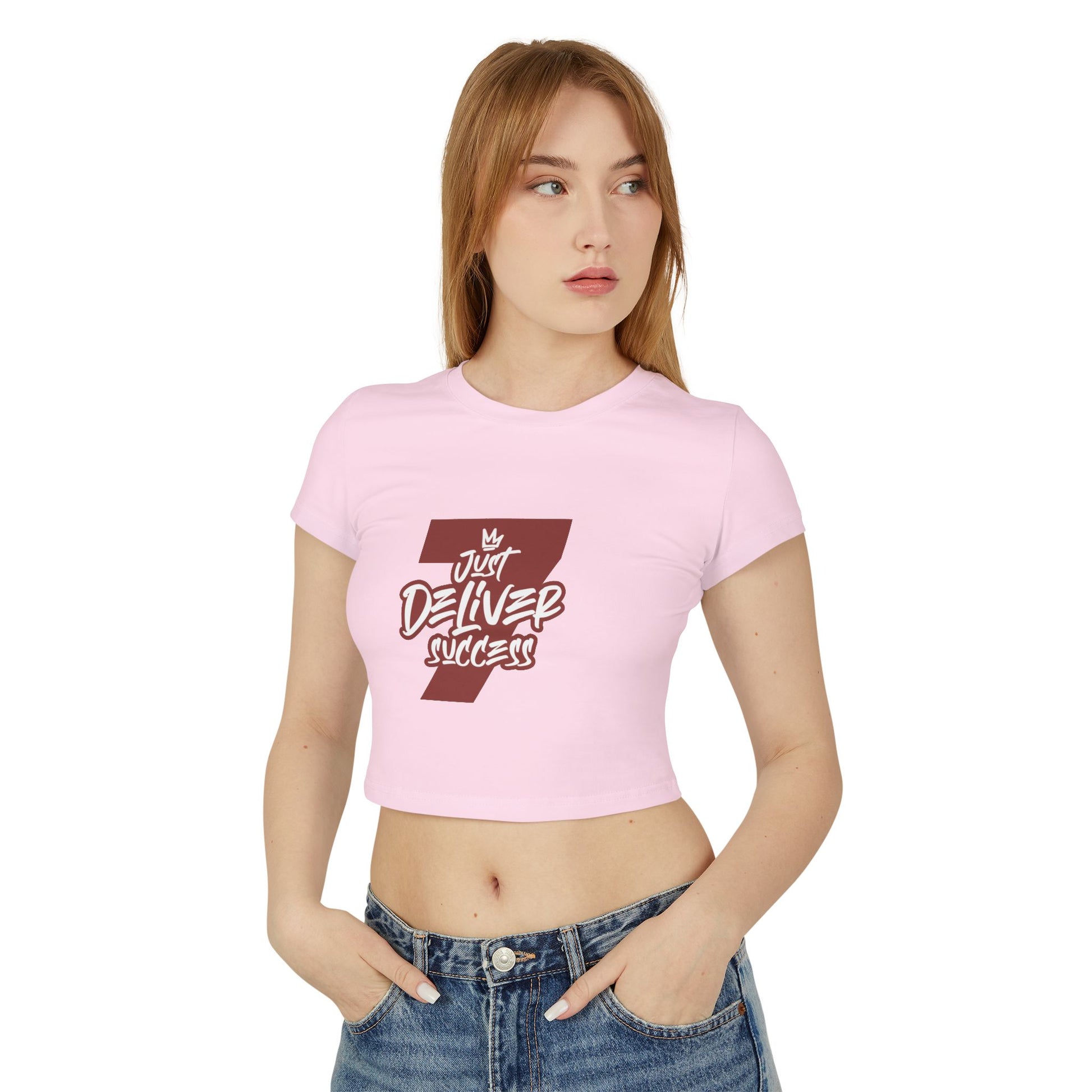 Just Deliver Success Women's Baby Tee That City 7 Collection in pink, featuring a stylish graphic design.