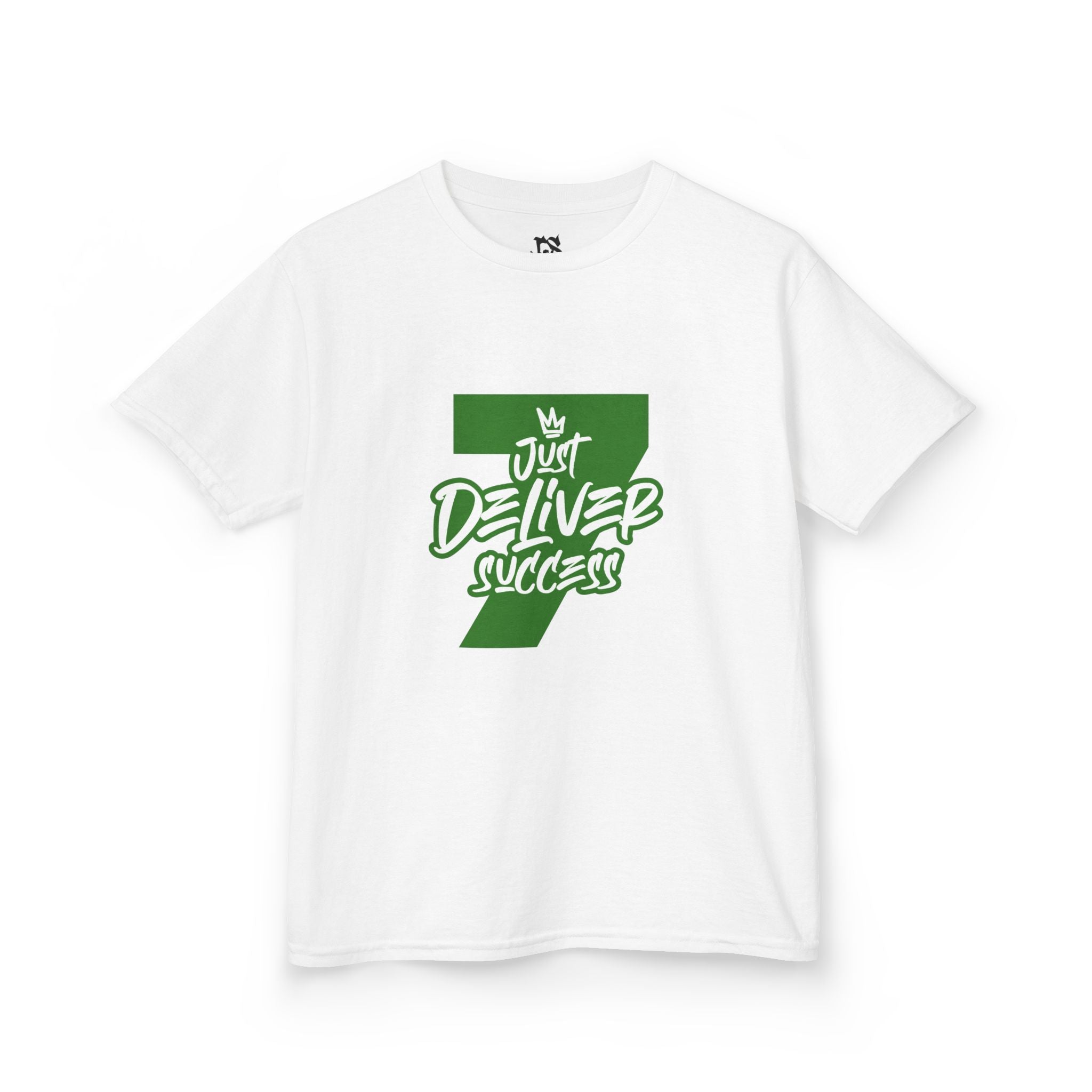 Kids That City 7 Green Just Deliver Success Tee displayed on a white t-shirt.