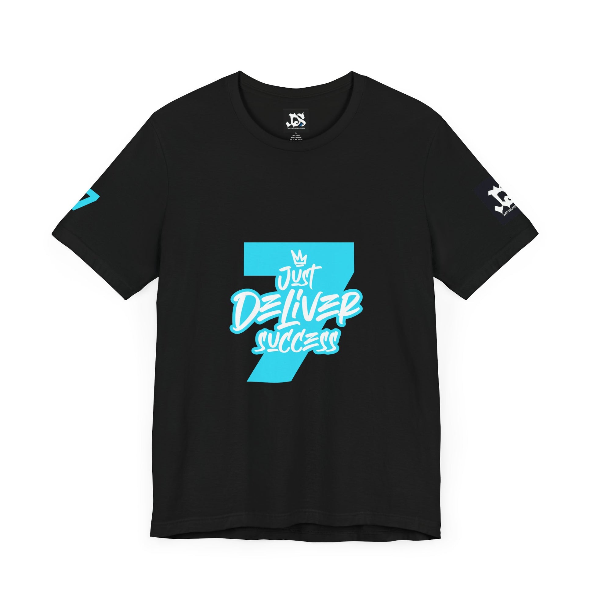 Just Deliver Success Light Blue That City 7 Summer Collection graphic t-shirt in black color with vibrant blue design.