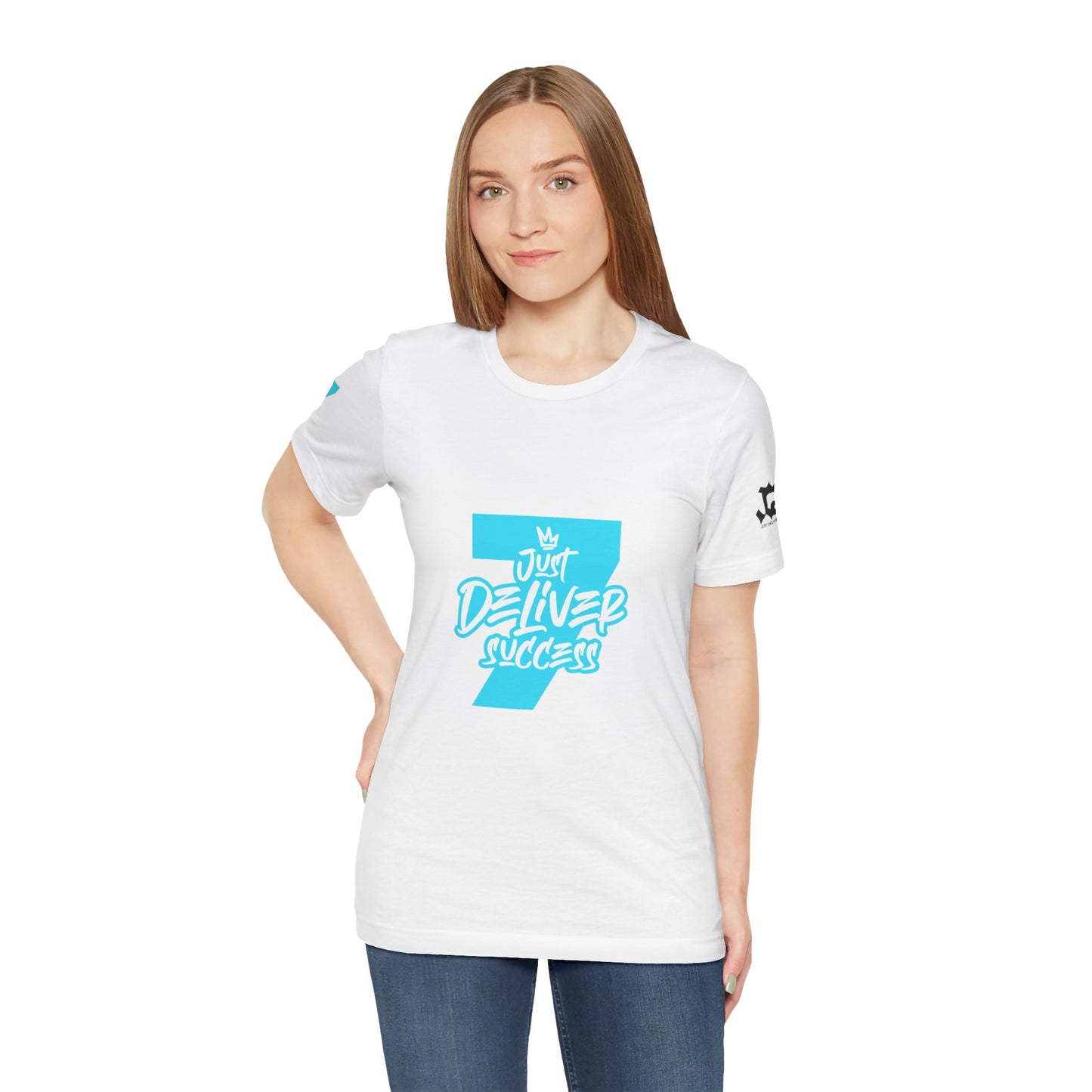 Just Deliver Success Light Blue That City 7 Summer Collection t-shirt displayed on model.