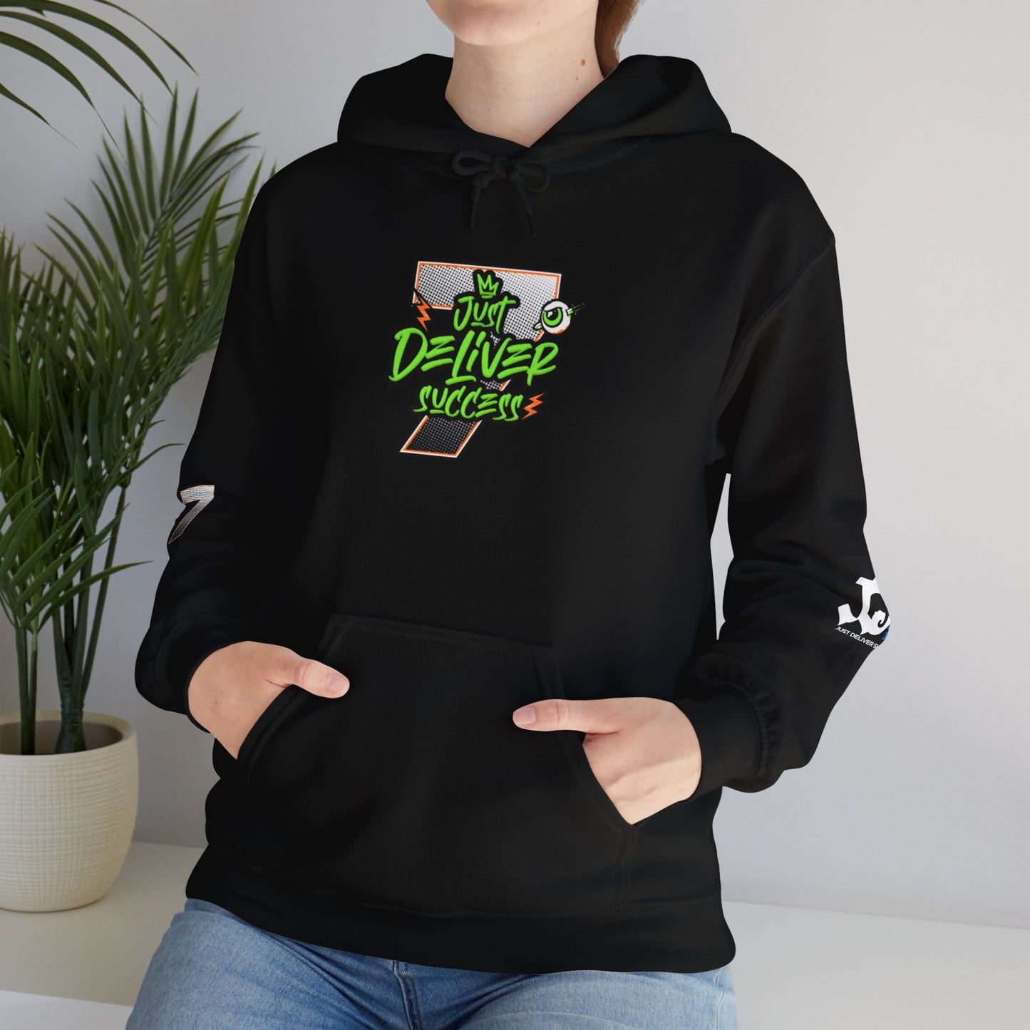 Unisex Hoodie - Just Deliver Success Da Desert Collection with an eye-catching graphic design on a black background.