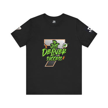 Just Deliver Success Da Desert That City 7 Summer Collection graphic t-shirt in black with vibrant lettering and design elements.